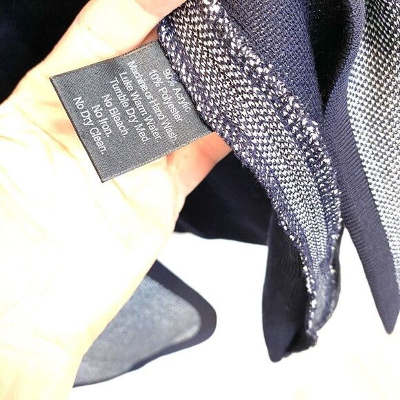 Womens MISOOK XL Navy Blue Structured Knit Cardigan Sweater Front Clasp Closure - Picture 6 of 9